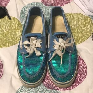 Blue Sequin Sperrys!!